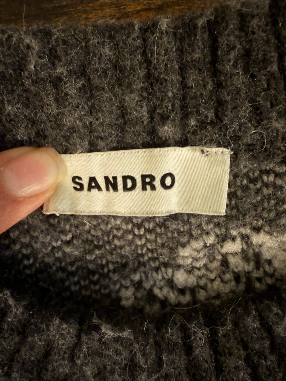 Sandro Paris Daisy Floral Fuzzy Knit Crewneck Sweater Gray Size 2 M - Picture 3 of 12